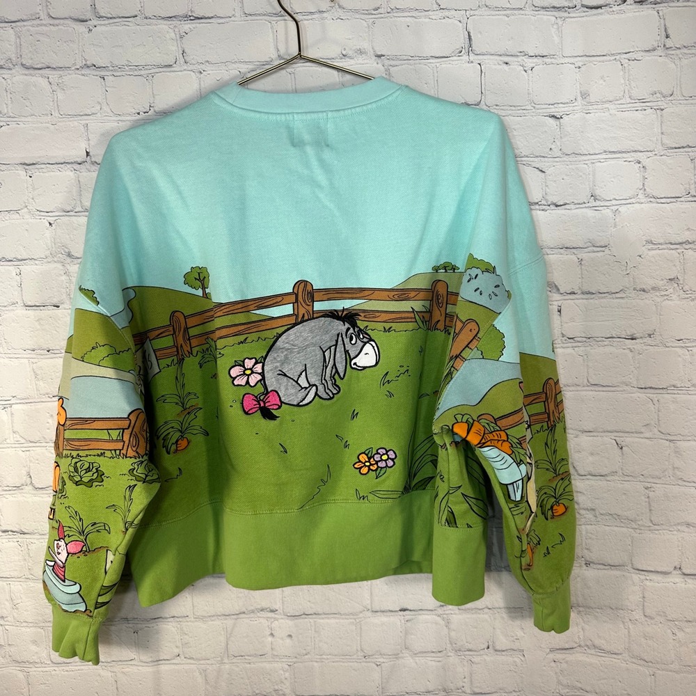 Disney Winnie the Pooh Hundred Acre Wood Friends Sweatshirt Green Blue Small - Picture 5 of 12
